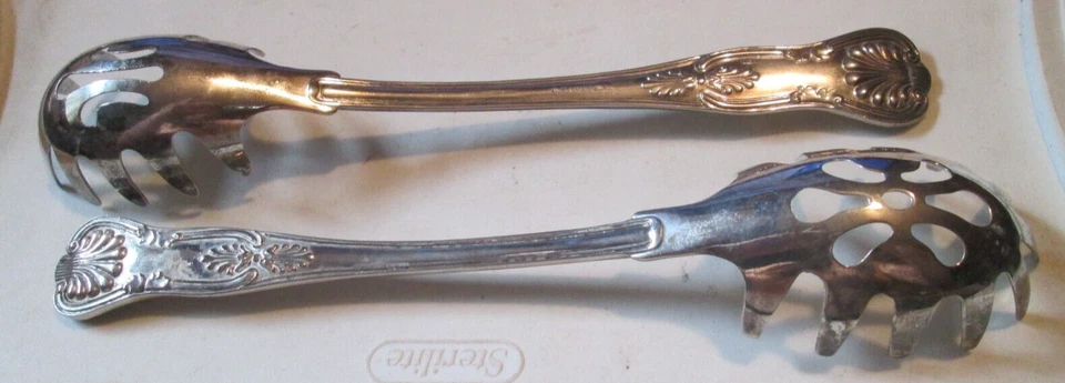 lot  of 2 The Sheffield Silverplate Spaghetti Serving Piece Fork 10 5/8" antique - Image 4 of 4