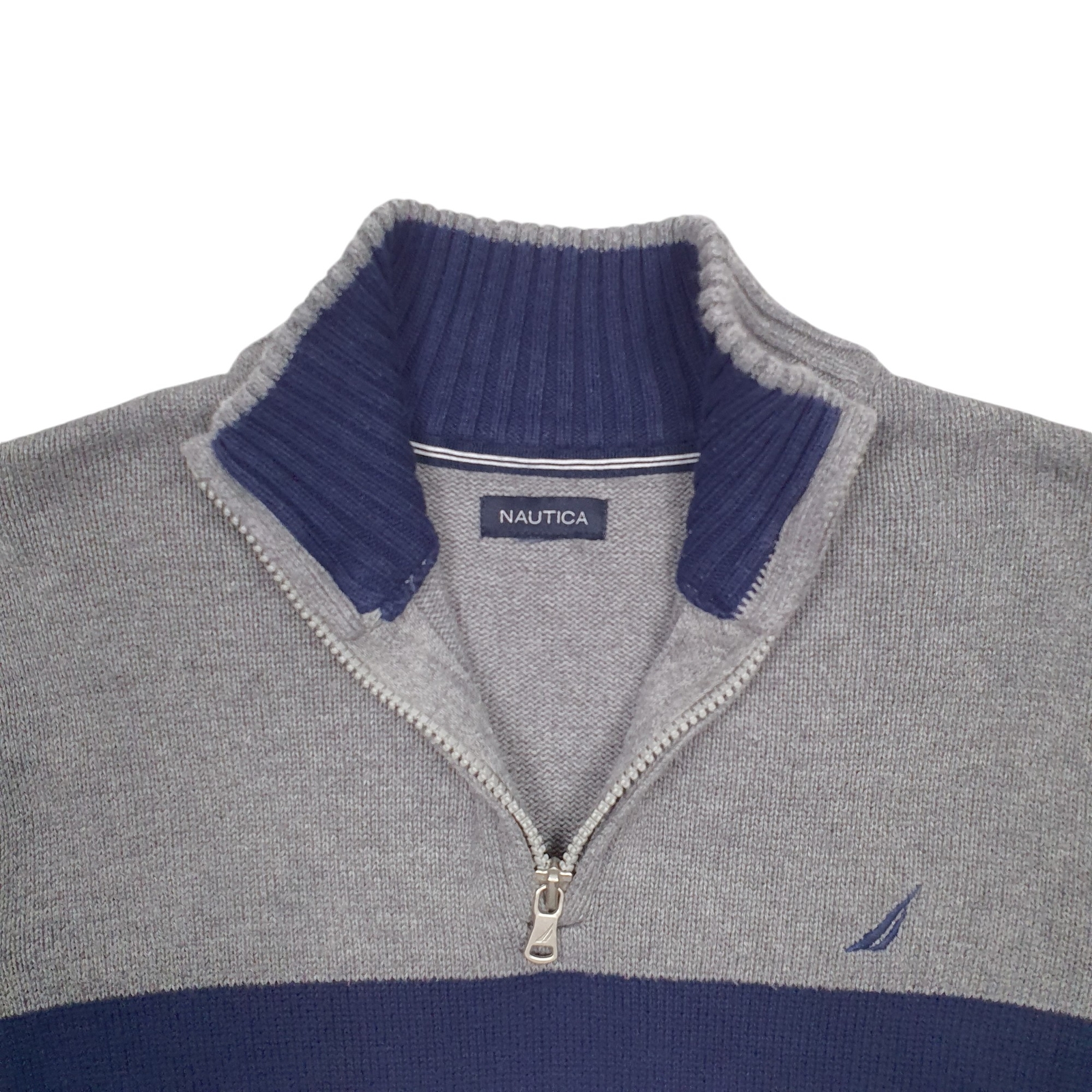 NAUTICA 1/4 Quarter Zip Knit Jumper Sweatshirt Mens XS image 2