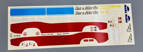 FRED CADY 263 VINTAGE MODEL DECALS CAR SHEET SOX MARTIN PLYMOUTH BOSS HEMI D38 - Picture 1 of 4