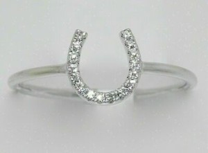 Authentic 1Ct Round Lab Created Diamond Horseshoe Women's Band Ring 14K White Gold Plated