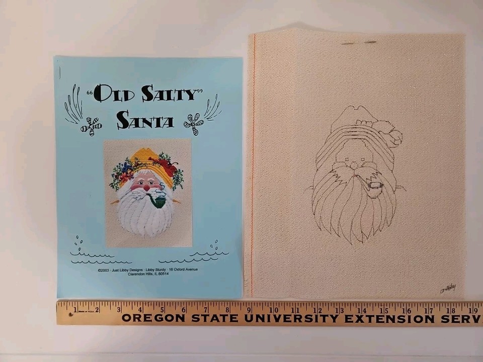 2003 Libby Sturdy OLD SALTY SANTA 18ct Needlepoint Canvas & Stitch