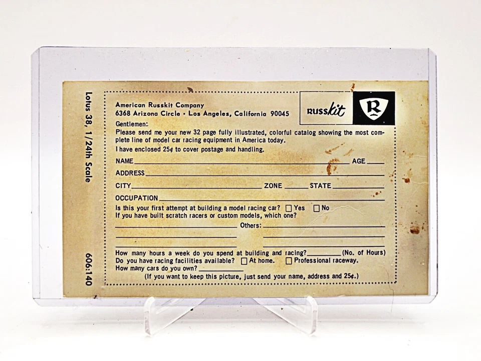 Vintage 1/24 Slot Car Resskit Lotus 38 Foto com Formulário de Pedido de Catálogo - Imagem 2 de 2