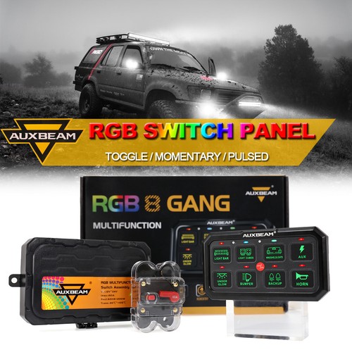 AUXBEAM Universal RGB 8 Gang Switch Panel On-Off LED Car Circuit Control 12/24V - Foto 1 di 12
