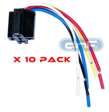 10 PACK 12V DC 30/40 AMP BOSCH STYLE  RELAY SOCKET SPDT + 100% COPPER WIRES