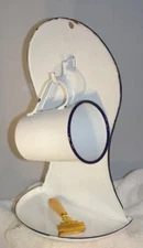 Vintage Enamel Granite ware Wall Mount Shave Stand Shelf Rack Holds Cup & Razor