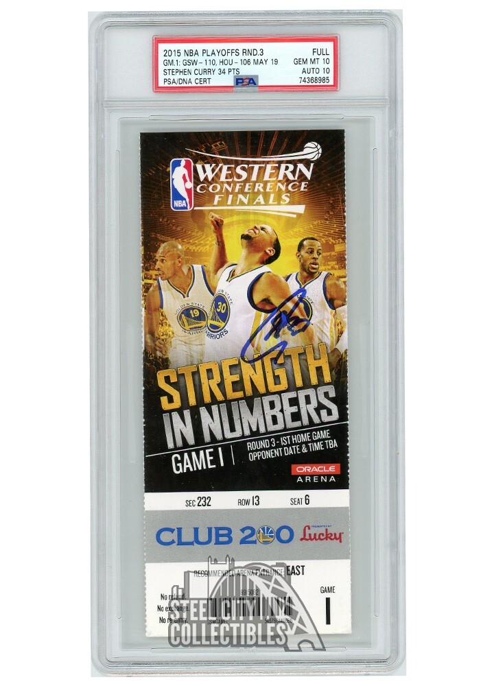 Stephen Curry Autographed 2015 WCF Round 3 Game 1 Ticket PSA 10 PSA/DNA 10