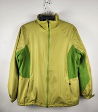 Lands End Womens Plus Size Green Fleece Lined Windcheck Jacket Coat XL 18-20 EUC