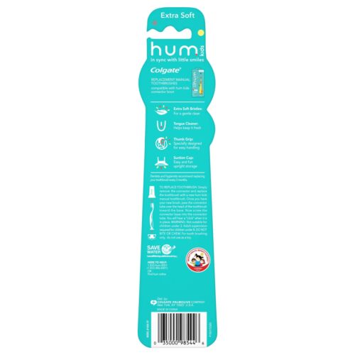 Hum Kids Toothbrushes 2 Pack Extra Soft Bristles Tongue Cleaner Suction Cup - Picture 6 of 6