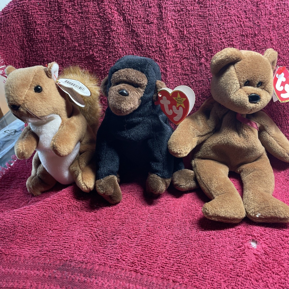 ty Beanie Babies Lot of 3 Nuts Born Jan 21 1996,Congo Born 11 9-96