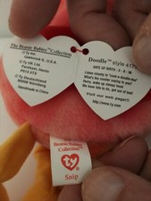 Ty ORIGINAL BEANIE BABY - "DOODLE THE ROOSTER" -  MWMT/s - MAJOR ERRORS!!!