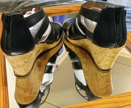 Women's Rockport TruTech Briah Gladiator Cork Wedge Leather Sandals Size 7.5 NOB