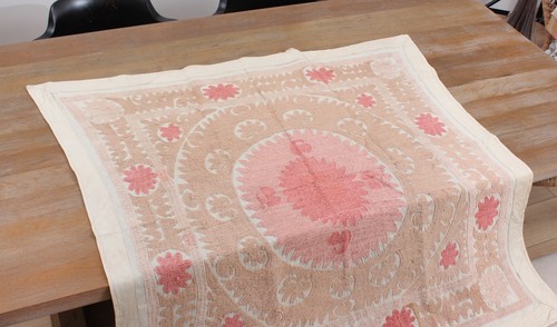 Suzani Fabric Suzani Throw Home Gift 3.58' x 3.84' Vintage Fast Shipment 16370 - Picture 5 of 24