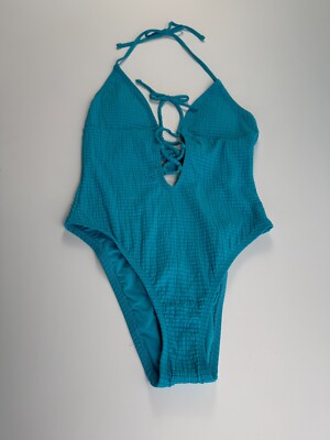 Lucky Brand Swim One Piece Triangle Open Back Swimsuit