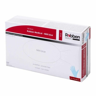 Robben Medical Nitril Premium Handschuhe - 10 Packungen -Blau & Weiß - Gr. S-XL