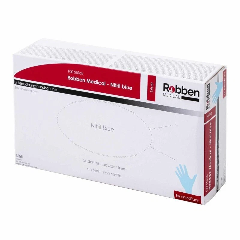Robben Medical Nitril Premium Handschuhe - 10 Packungen -Blau & Weiß - Gr. S-XL