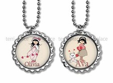 Personalized Cute Little Love Girl Custom Name Bottle Cap Necklace 24" Chain