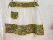 Vintage Pasley Green Sheer Hostess Half Apron Farmhouse Retro MCM