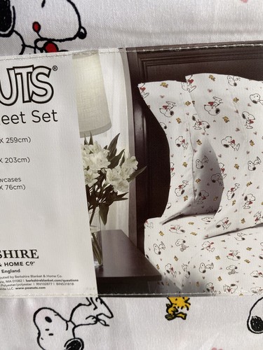 Peanuts Snoopy Woodstock Hearts Valentines Day QUEEN Size Sheet Set Soft NEW - Picture 8 of 16