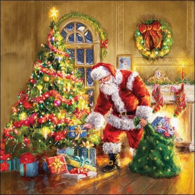 20 Servietten Gifts under Christmas Tree Santa Geschenke Bescherung Deko 33x33cm