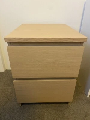 white stained oak veneer nightstand