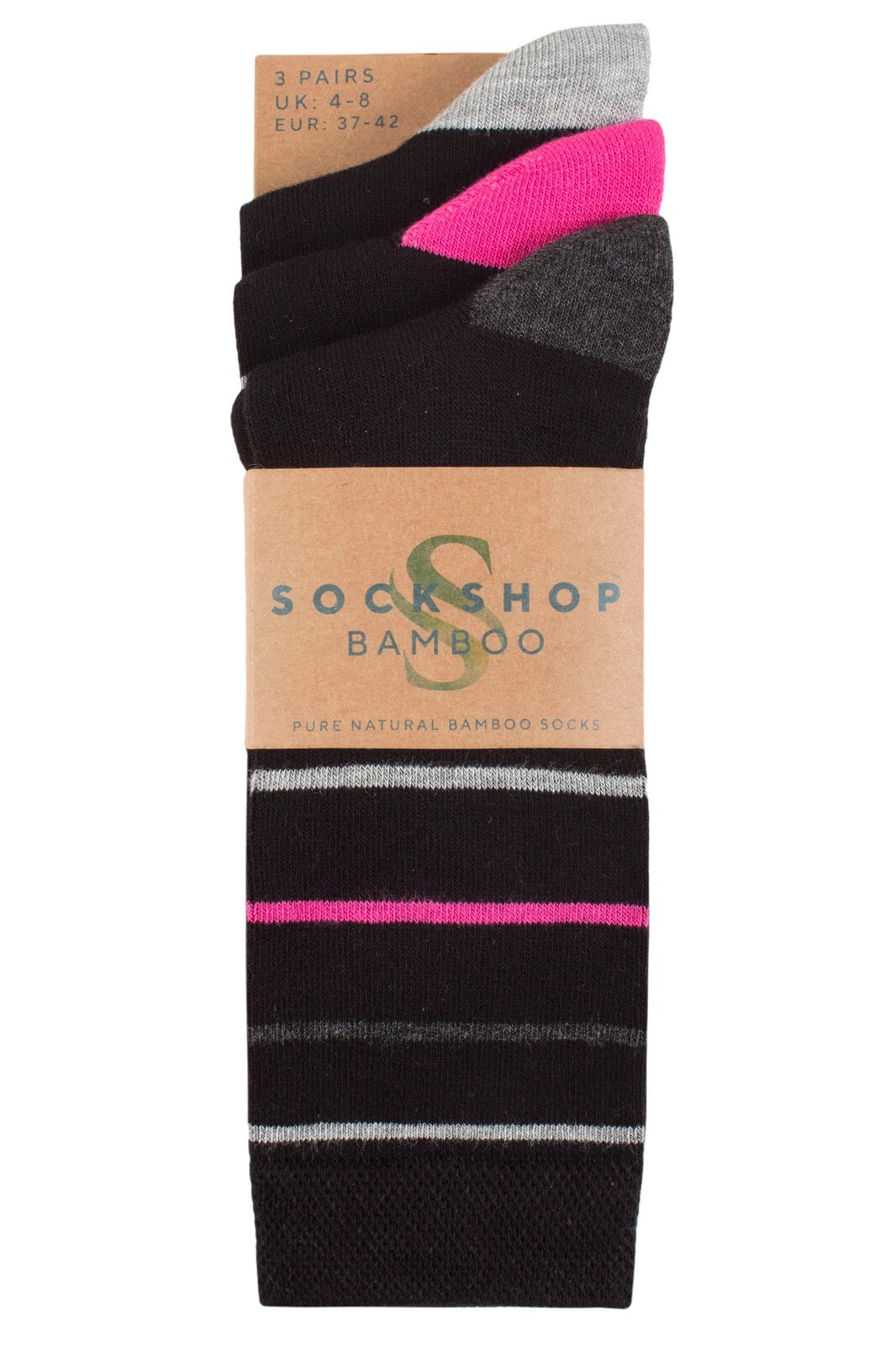 SAOLA Calze donna fantasia tinta unita e a righe morbide rinfrescanti bambù 3 paia SOCKSHOP