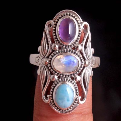 Moonstone Gemstone 925 sterling Silver Jewelry Handmade Ring Size US 8