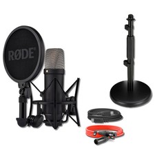 Rode NT1 5th Gen Condenser Microphone Black with DS1 Stand XLR Cable