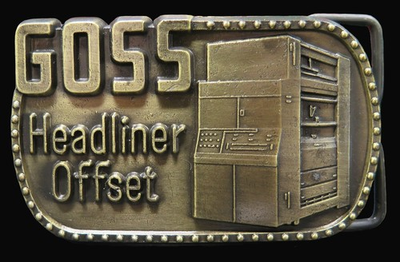 #ad Goss Headliner Offset Vintage Belt Buckle $24.50