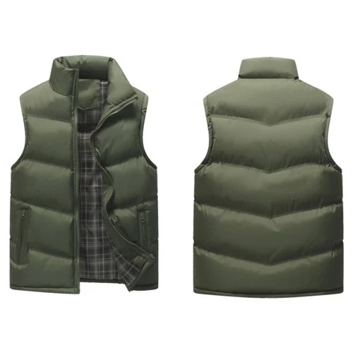 Men's Quilted Padded Vest Jacket Winter Warm Sleeveless Down Coat Outdoor Casual video thumbnail