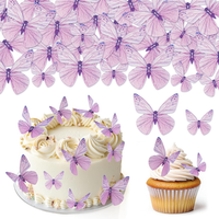72 StüCk Schmetterlinge Tortendeko Essbar, Lila 3D Kuchen Deko, Essbare Cupcake