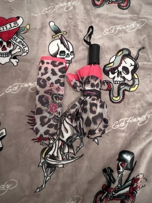 Ed Hardy Umbrella Auto Open & Auto Close Leopard Print Skull