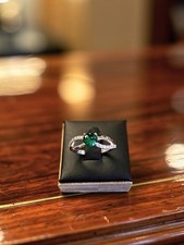 925 Sterling Silver Green Gemstone   Size Ring   9.5 - Split Shank-New