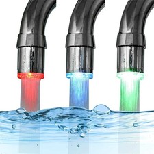 3-Color Temperature Sensitive Gradient LED Light Kitchen Bathroom Faucet Water S