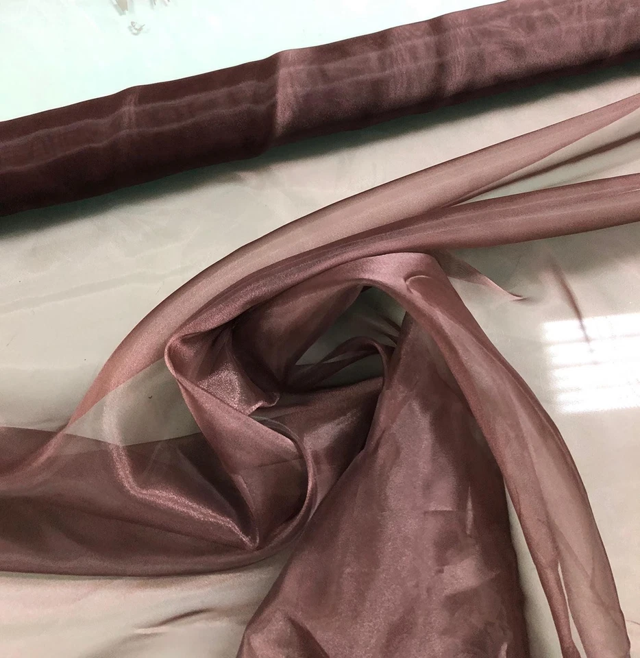 Poly organza fabric beautiful chocolate brown sold by the yard - Image 4 of 4