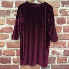 Zara Dress Womens Small Burgundy Black Diamond Velvet Velour Popover