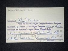 1930 YANKEES: Billy Werber, SIGNED Vintage 3x5  (VC) - Died 2009