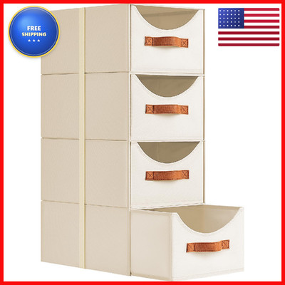 Homsorout Stackable Storage Drawers - Collapsible Storage Bins Drawers 4 Pack