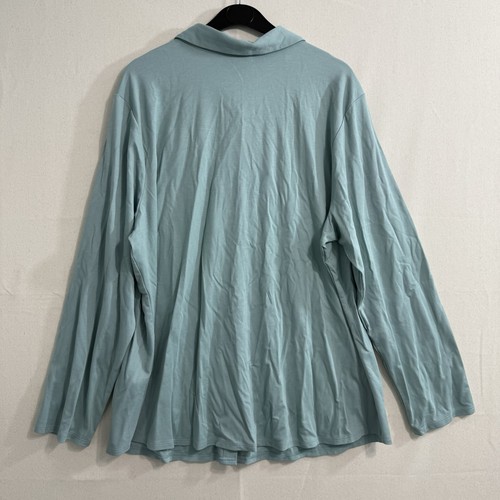 NUOVO J. Jill Top donna 2X verde chiaro con bottoni maniche lunghe maglia elasticizzata - Foto 2 di 8