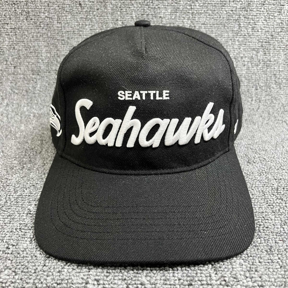 Seattle Seahawks '47 Brand Hitch Snapback Hat Black White Script NFL Cap