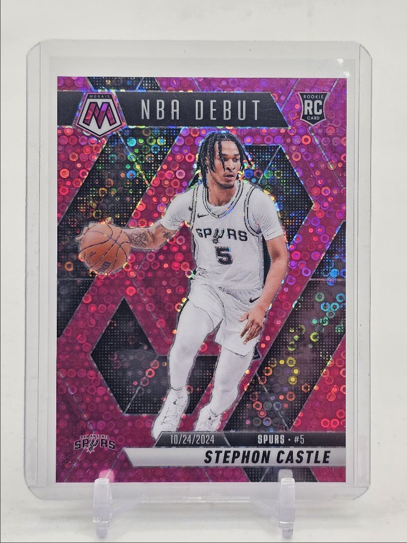 STEPHON CASTLE 2024-25 MOSAIC NBA DEBUT ROOKIE PINK FAST BREAK RC /20 Q5722