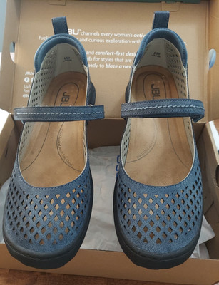 JBU by JAMBU Memory Foam Denim Blue Laser Cut Womens Sz 8.5 Comfort Shoes