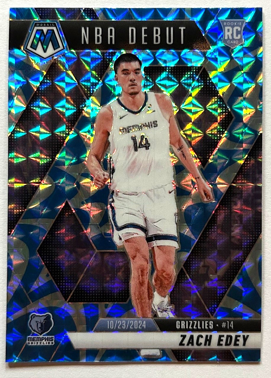 2024-25 Panini Mosaic - NBA Debut Zach Edey #251 Reactive Blue Mosaic Prizm (RC)
