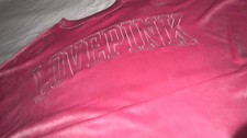 Victoria  s Secret Pink Velour Sweatshirt Jersey LOVE PINK Oversized Long Sleeve