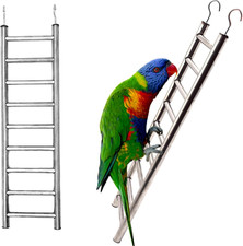 2Pack Stainless Steel Bird Ladders 9-Step Parrot Ladder Hanging Bird Cage Climbi