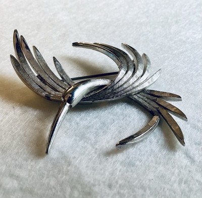 50er Jahre Sphinx Modernist Stilisierte Vogel Brosche Anstecknadel Silber Vintage Kolibri