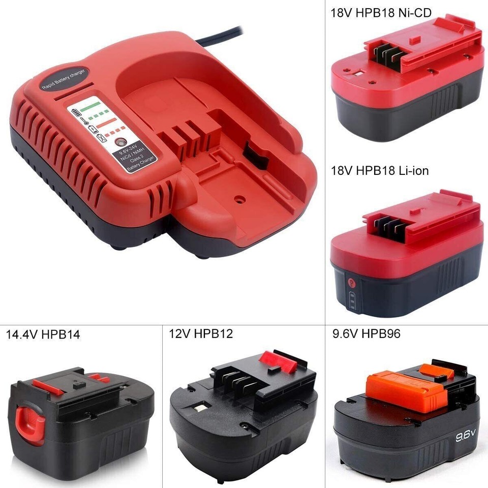 Fast Charger For Black & Decker HPB18 Batteries - 18V-24V NiCd/NiMH Battery Charger