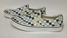 Vans Black/Blue/White Checkered Slip On Shoes 7.5 Men's 9 Women's
