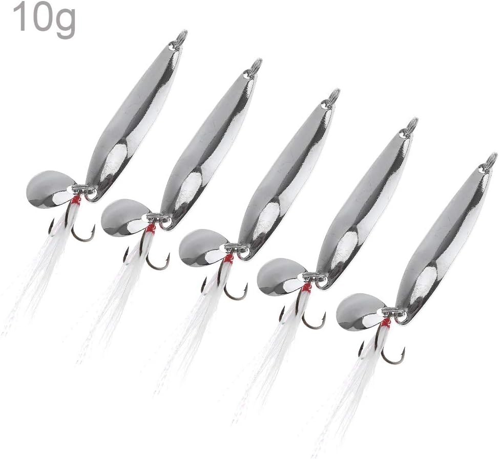 OriGlam 5pcs Spoons Lures Fishing Kit - Metal Spinner Baits With Treble Hooks fo - Image 8