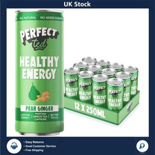 Refreshing Pear Ginger Green Tea Energy Drink 12 x 250ml Cans, 80mg Caffeine