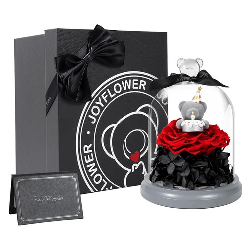 Preserved Flower Birthday Gift for Women, Forever Red Rose Bear Birthday Gift...